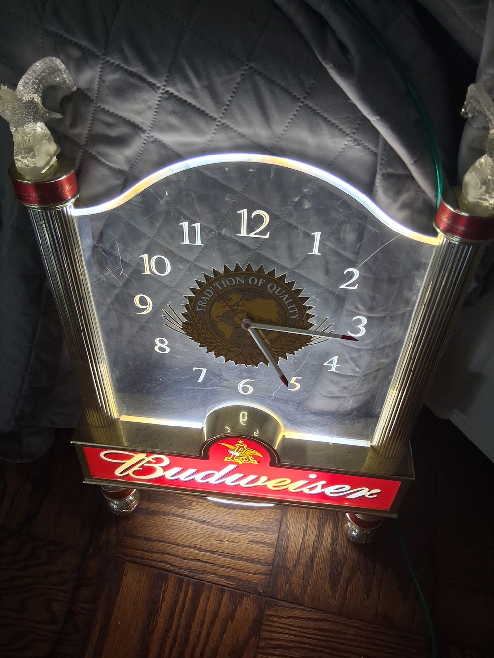 Budweiser Red and Gold Illuminated Acrylic Wall Clock